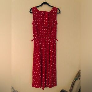 *vintage*  Red and White Polka Dot Dress with belt and buckle.